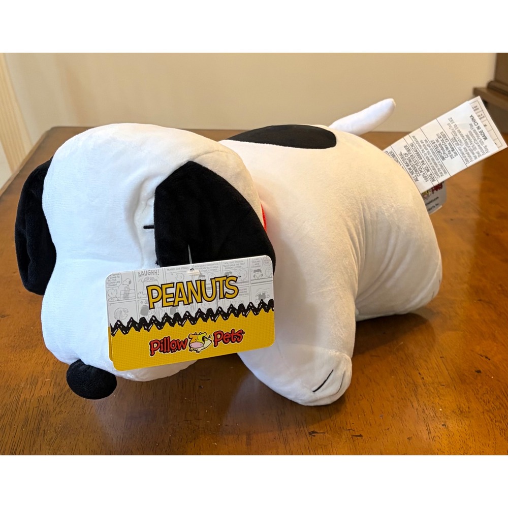 NEW Pillow Pets Peanuts Snoopy Plush 16" White Black Stuffed Charlie Brown